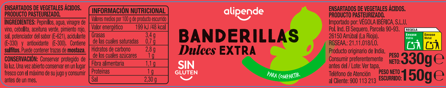 Banderillas dulces categoría extra Alipende 150g
