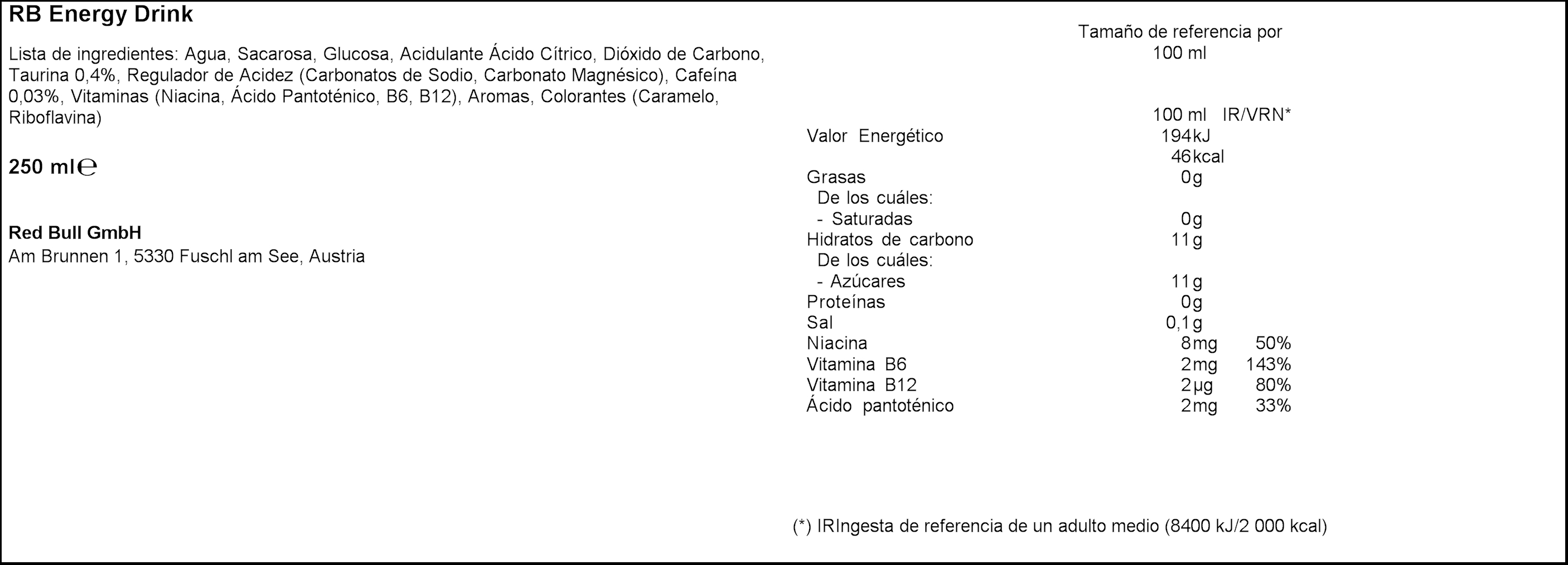 Bebida energética Red Bull 25cl pack 4