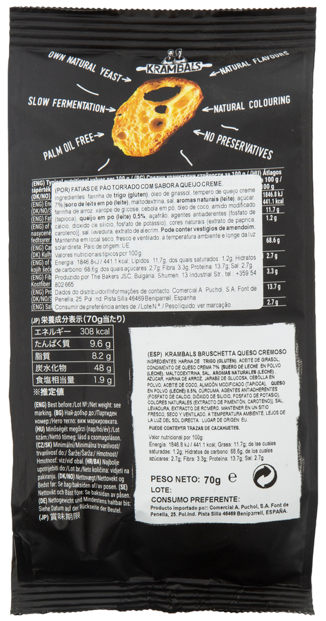 Snacks de pan Bruscheta queso 70g