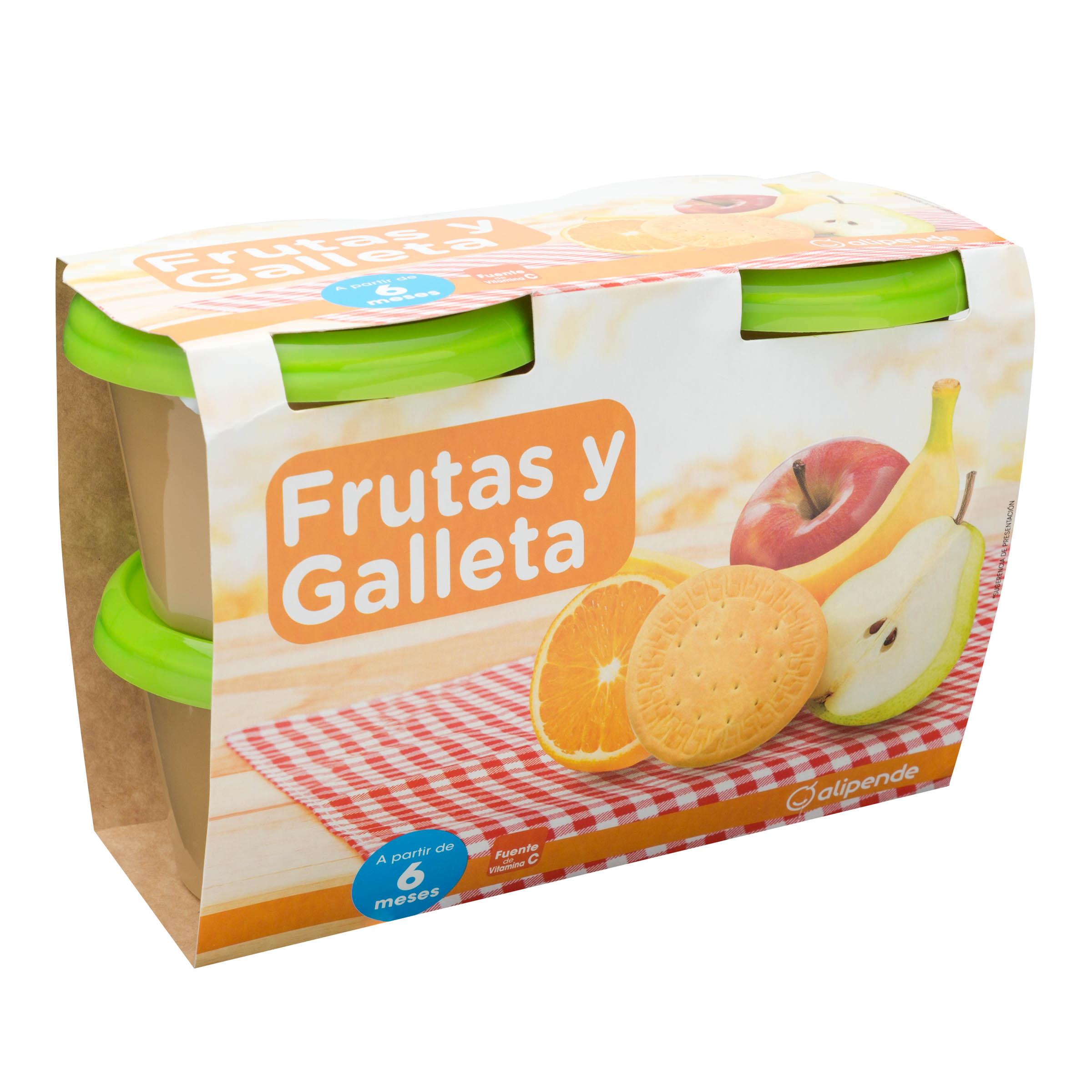 Preparado fruta bebé Alipende galleta desde 6meses pack 4