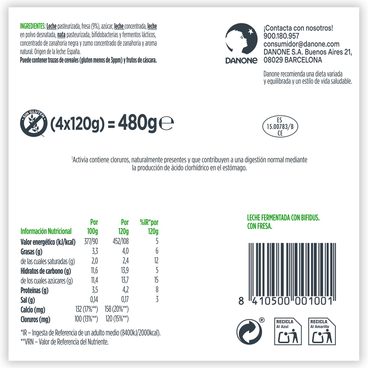 Bífidus Activia pack 4 fresa
