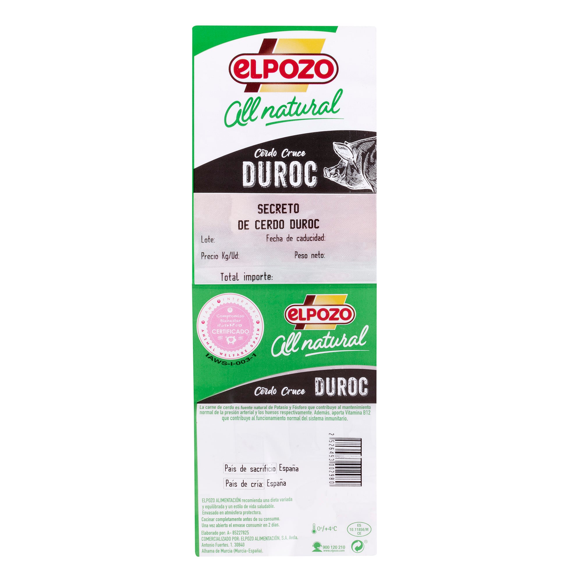 Secreto de cerdo duroc ElPozo 500g aproximadamente