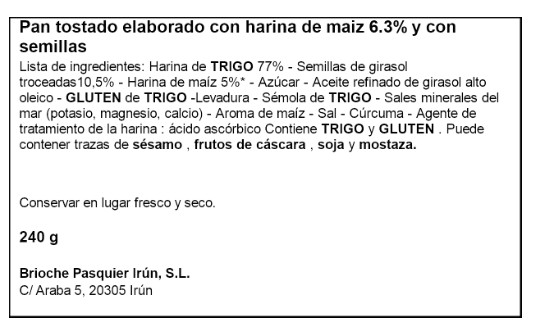 Pan tostado Recondo con maíz cúrcuma y pipas de girasol 240gr