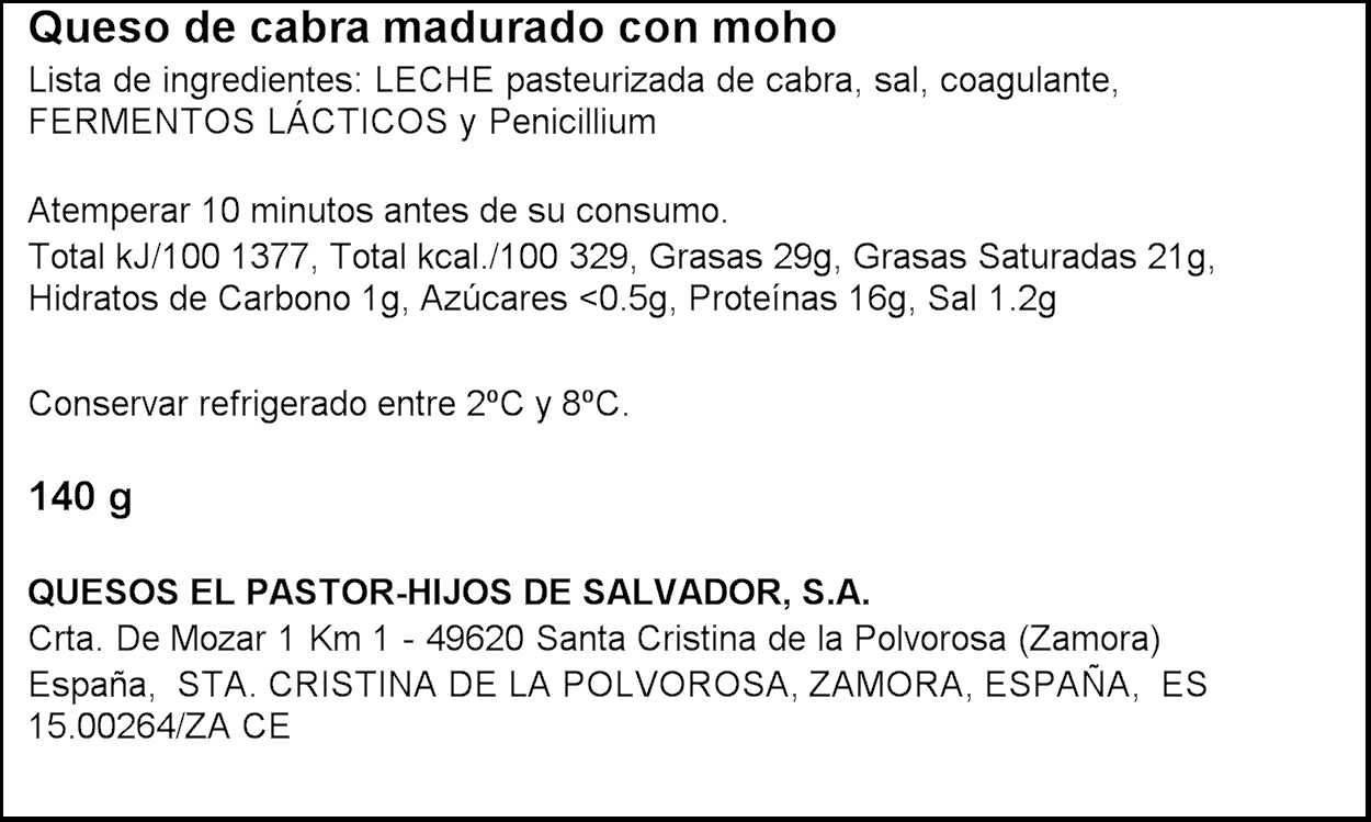 Queso rulo de cabra El Pastor 140g