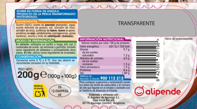 Angulitos sin gluten Alipende 200g