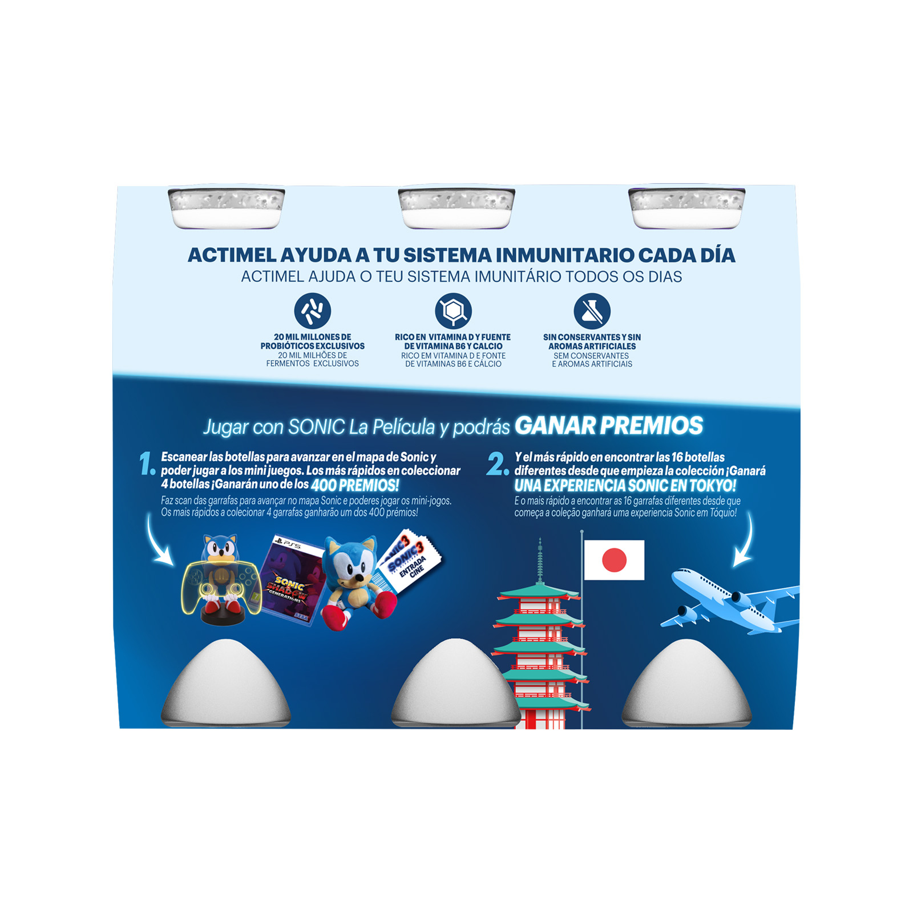Actimel natural sin azúcares añadidos pack kids de 6x100g