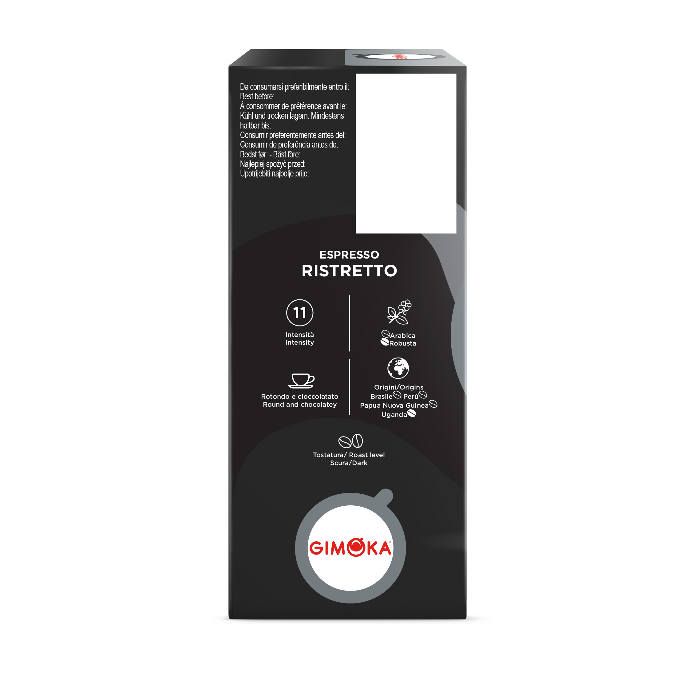 Cápsulas de café compatibles con Nespresso espresso ristretto intensidad 11 Gimoka 20 cápsulas