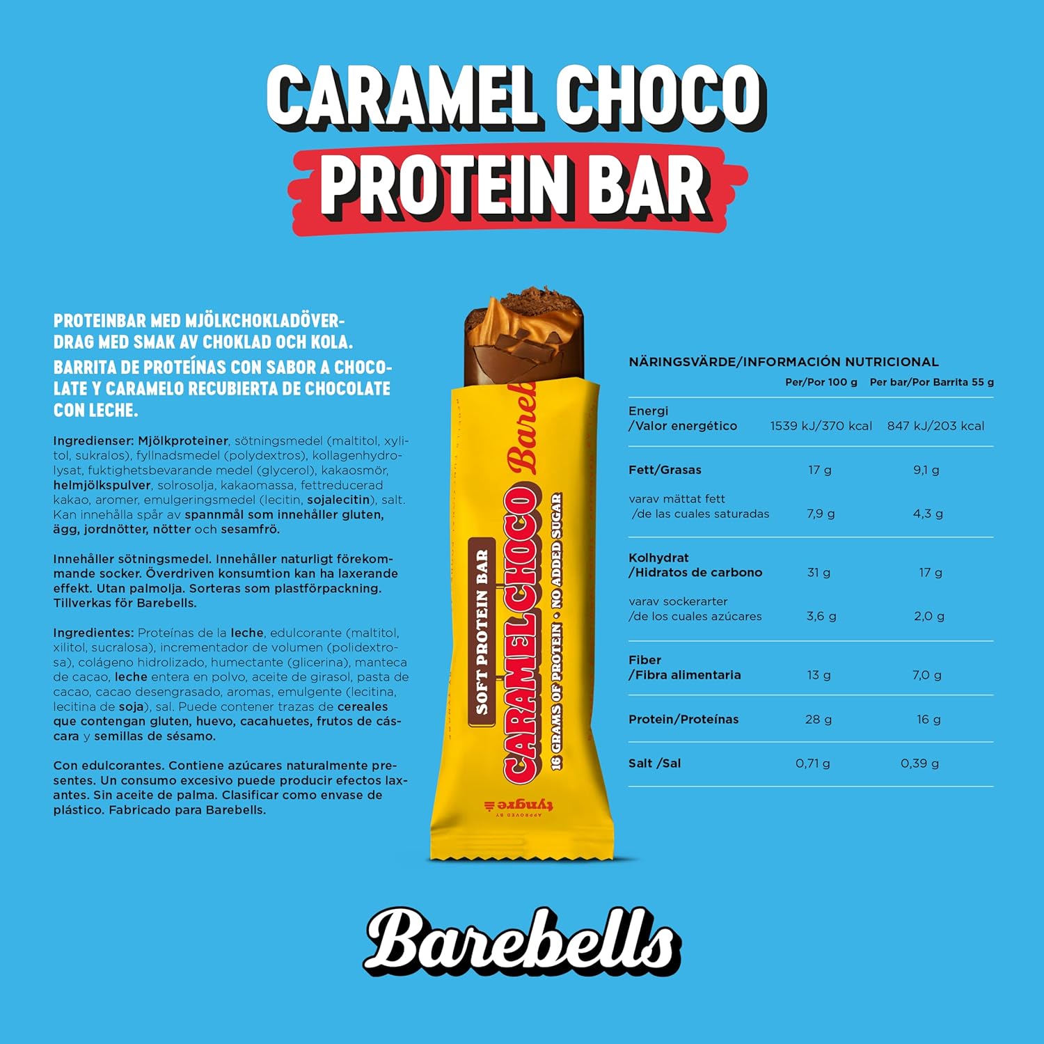 Barrita de proteinas sabor Caramelo-Chocolate Barebells 55g