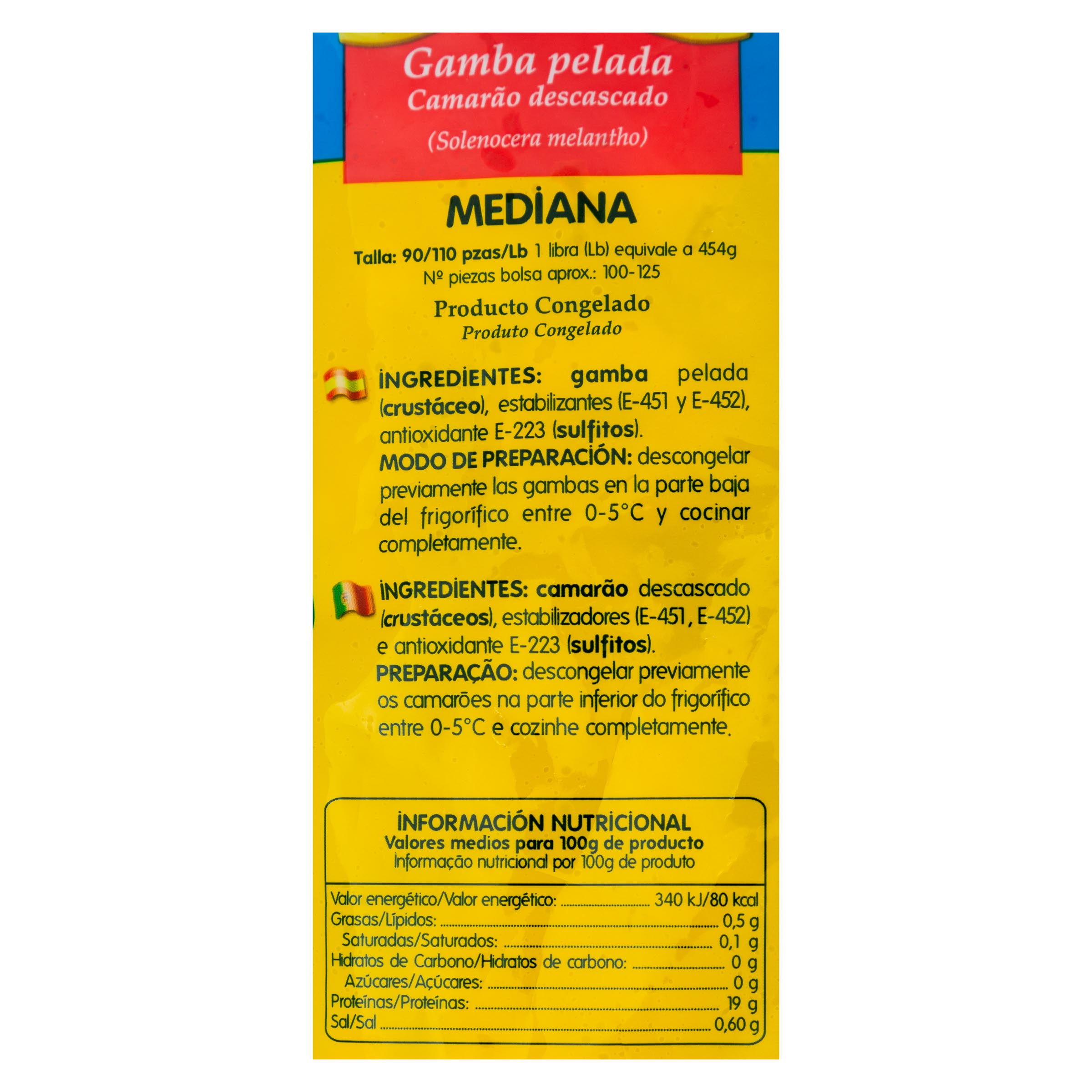 Gamba pelada Antonio y Ricardo 375g 90/110 unidades