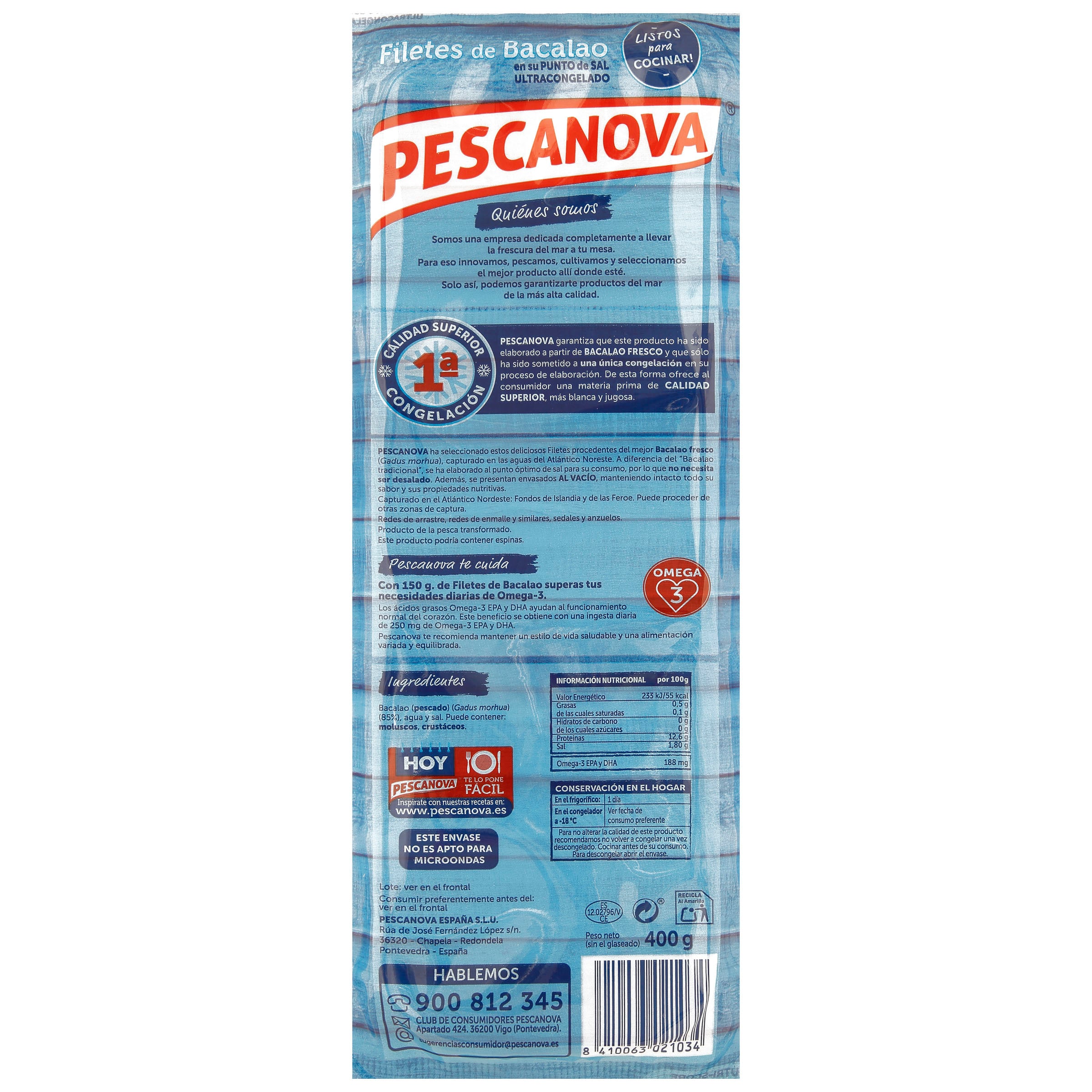 Bacalao en filetes Pescanova 400g