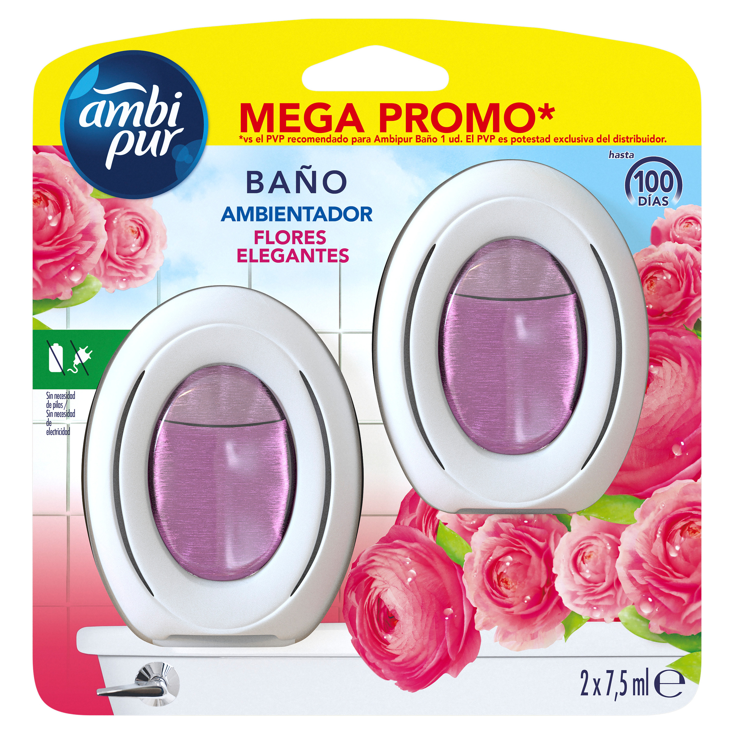 Ambientador de baño Ambipur Flores Elegante Pack 2 15 ml