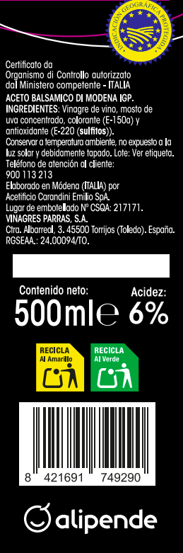 Vinagre balsámico Alipende 500ml módena