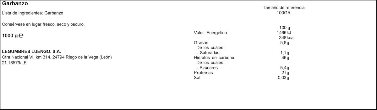 Garbanzo Luengo 1kg