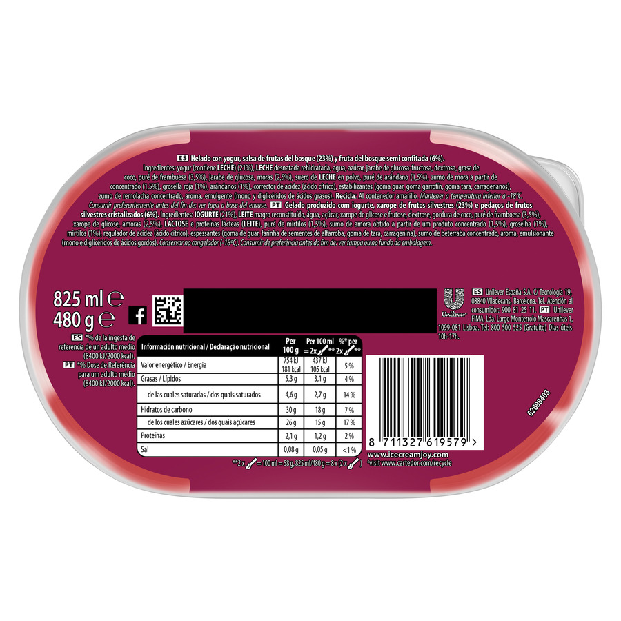 Helado Carte D'or frutas del bosque 825ml