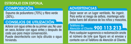 Estropajo con esponja Lanta 3 uds fibra verde