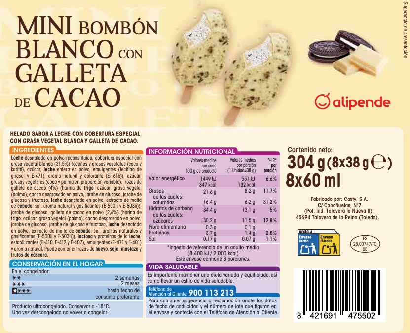 Helado bombón mini Alipende 8 uds