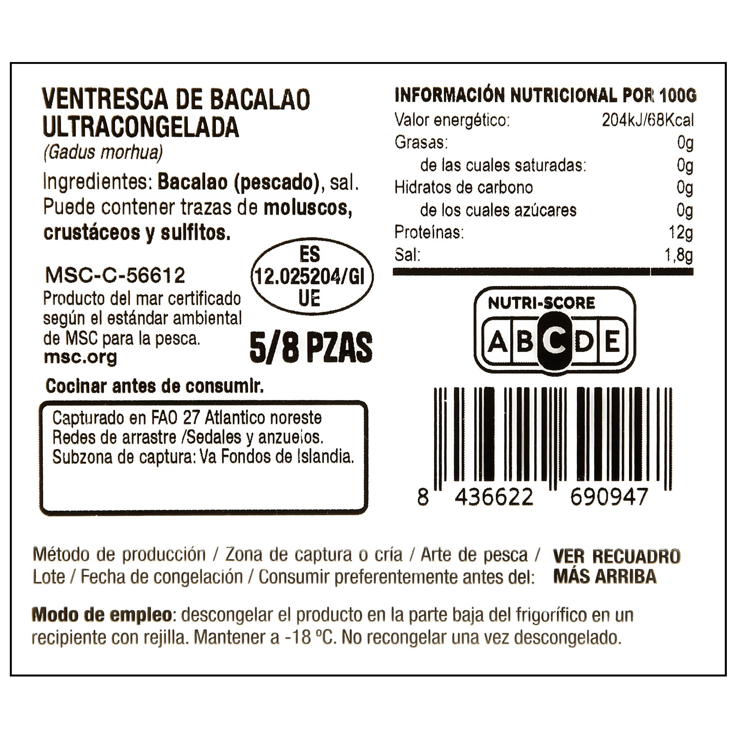 Ventresca de bacalao 800g