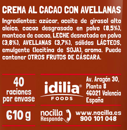 Crema de cacao original Nocilla 610g