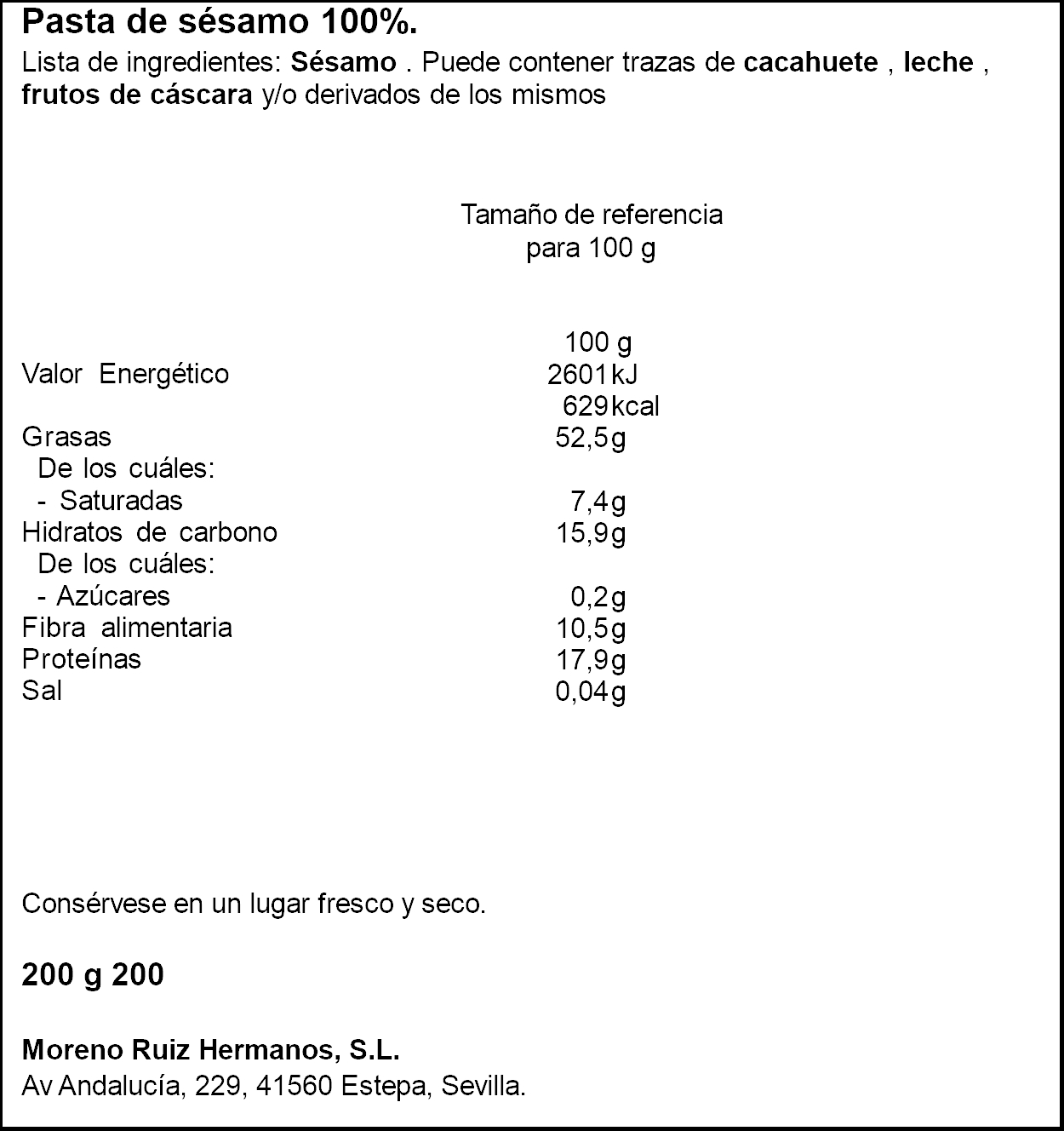Crema Tahini Eos 200g
