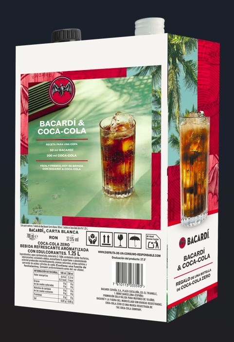 Ron blanco Bacardi 70cl + Coca-Cola Zero