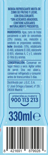 Zumo fruta + leche pack 3 mediterraneo Alipende 330 ml