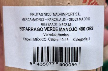 Espárrago verde manojo 400g