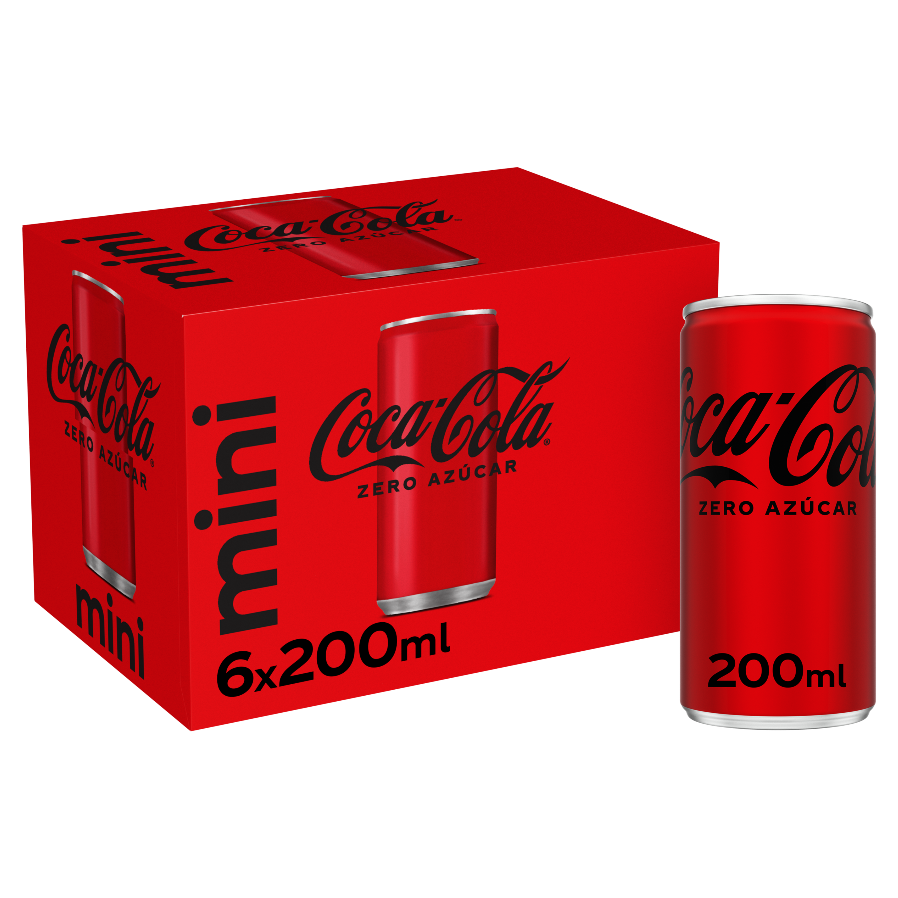 Refresco cola Coca-Cola mini lata 20cl pack 6 zero azúcar