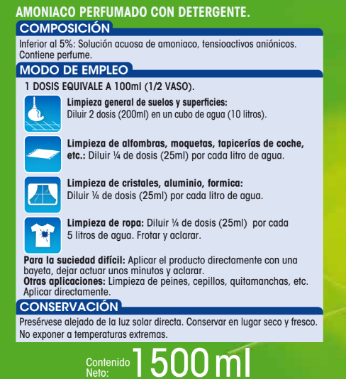 Amoniaco Lanta 1,5l con detergente