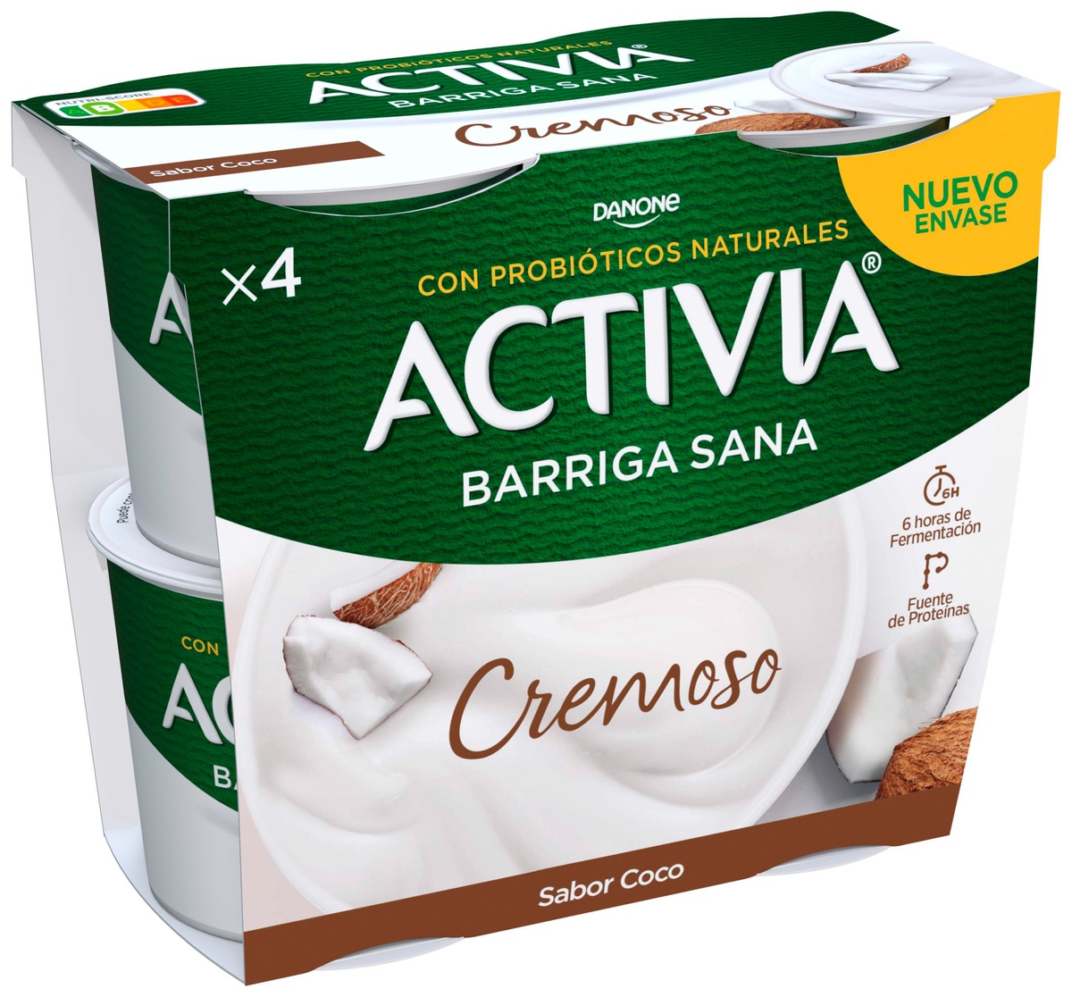 Bífidus Activia cremoso pack 4 sabor coco