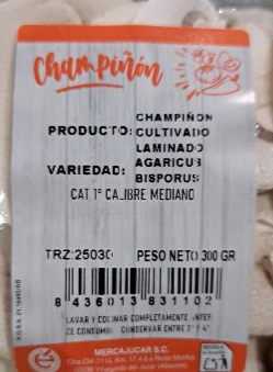 Champiñón laminado bandeja 300 g