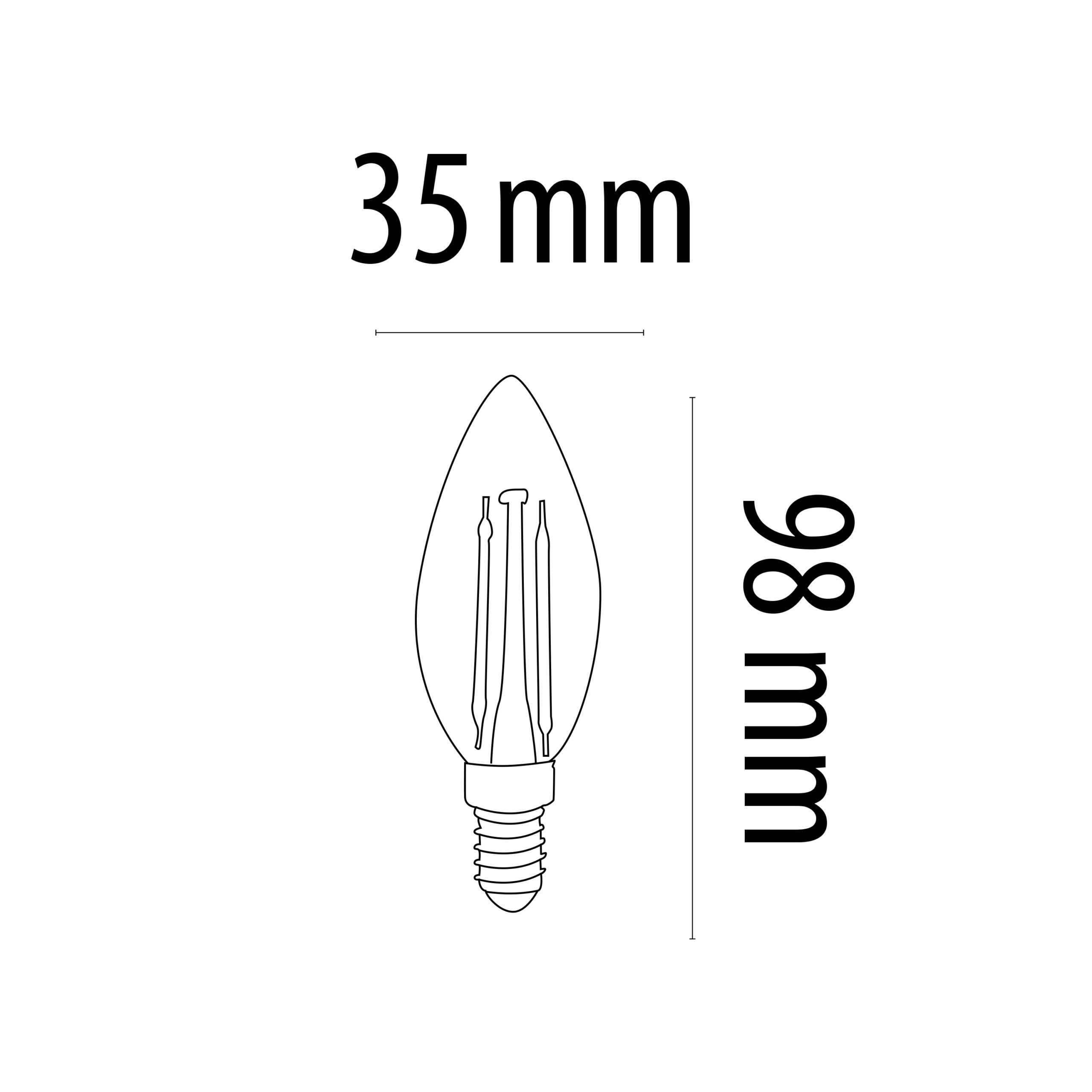 Bombilla Led vela e14 filamento TM c35 6W cálida