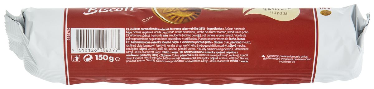 Galleta rellena biscoff Lotus 150g vainilla