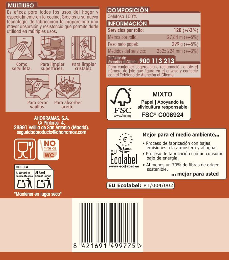 Papel de cocina rollo Lanta 27m ideal para fritos
