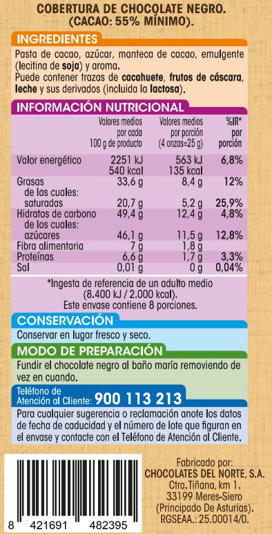 Chocolate negro sin gluten Alipende 200g para fundir