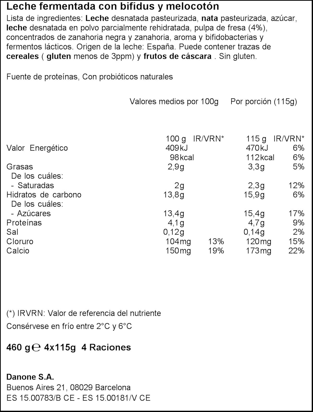 Bífidus Activia cremoso pack 4 melocotón