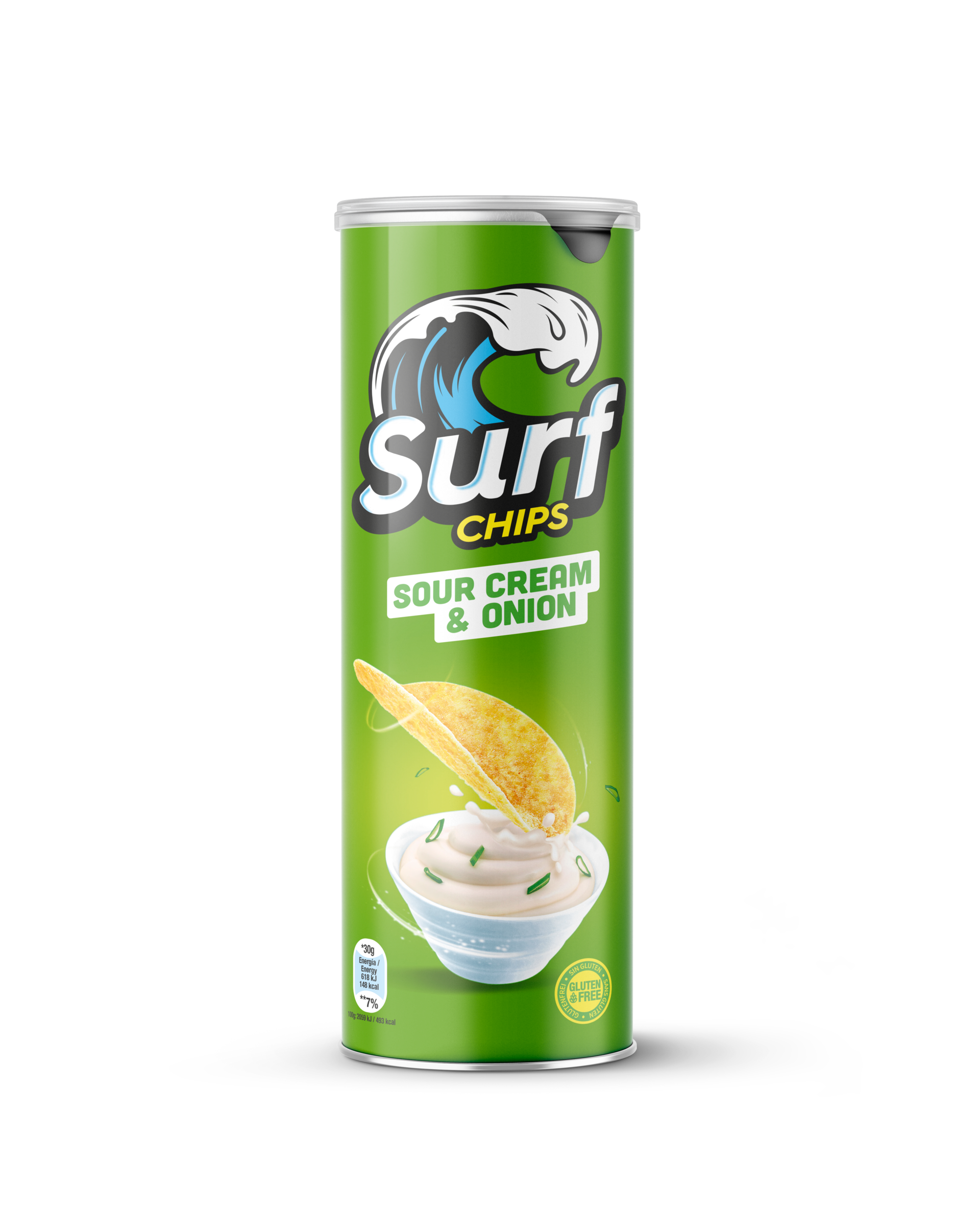 Snack de patata con sabor sour cream Surf Chips 160g