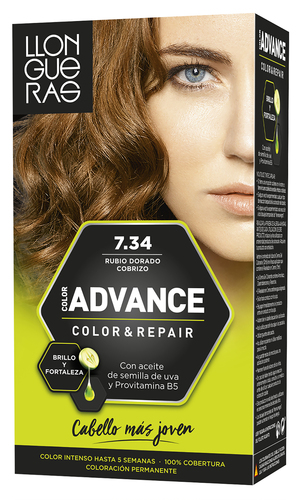 Tinte cabello Llongueras Color Advance nº 7.34 dorado | Ahorramas