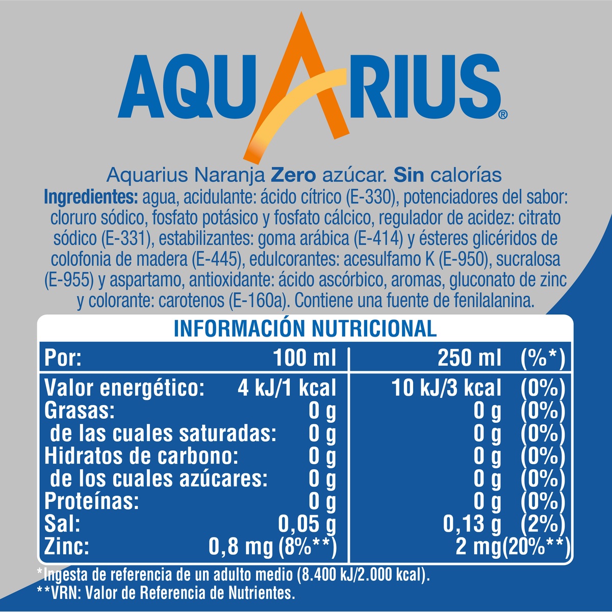 Refresco Zero Aquarius 1,5L Naranja