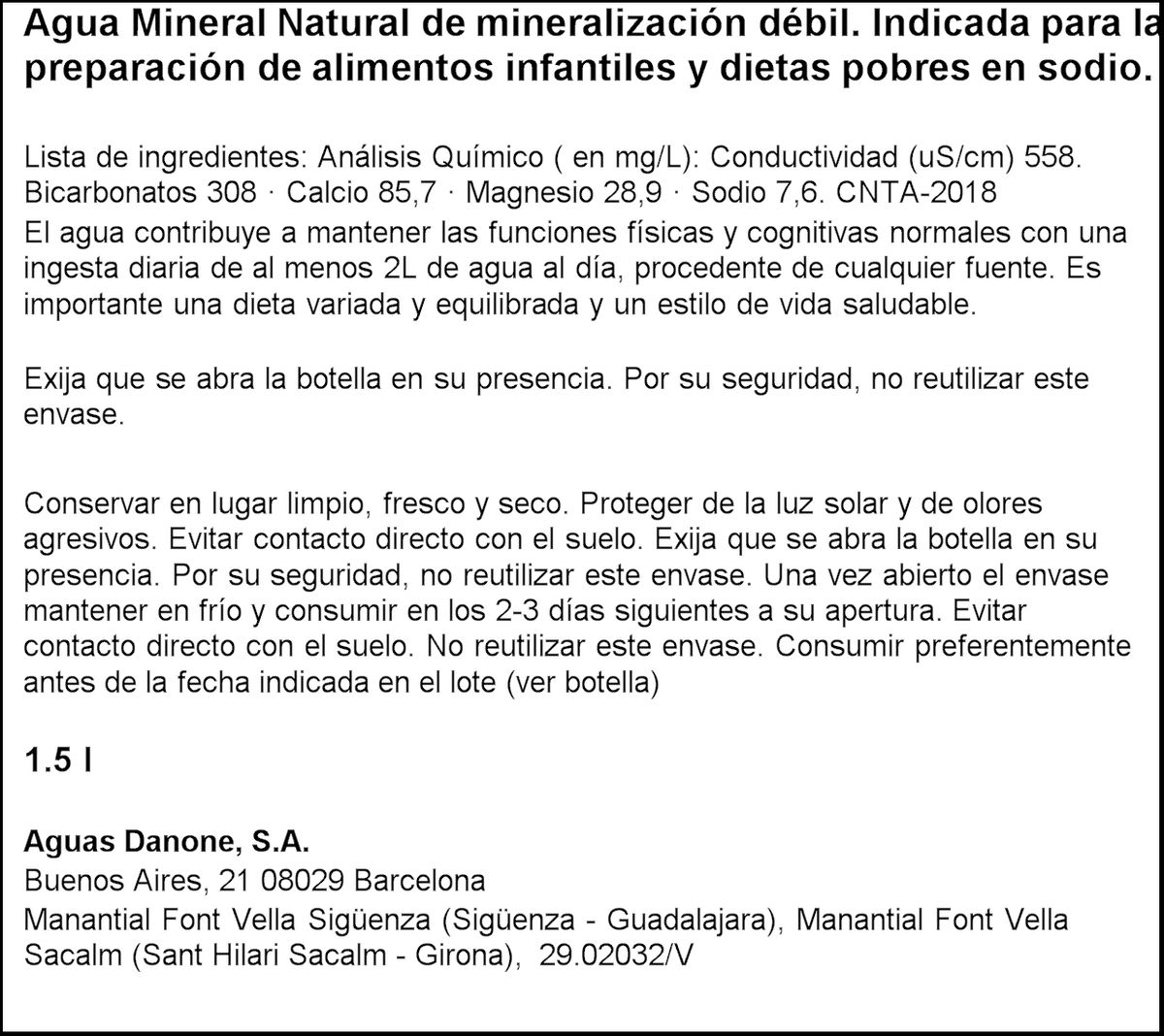 Agua Font Vella 1,5l
