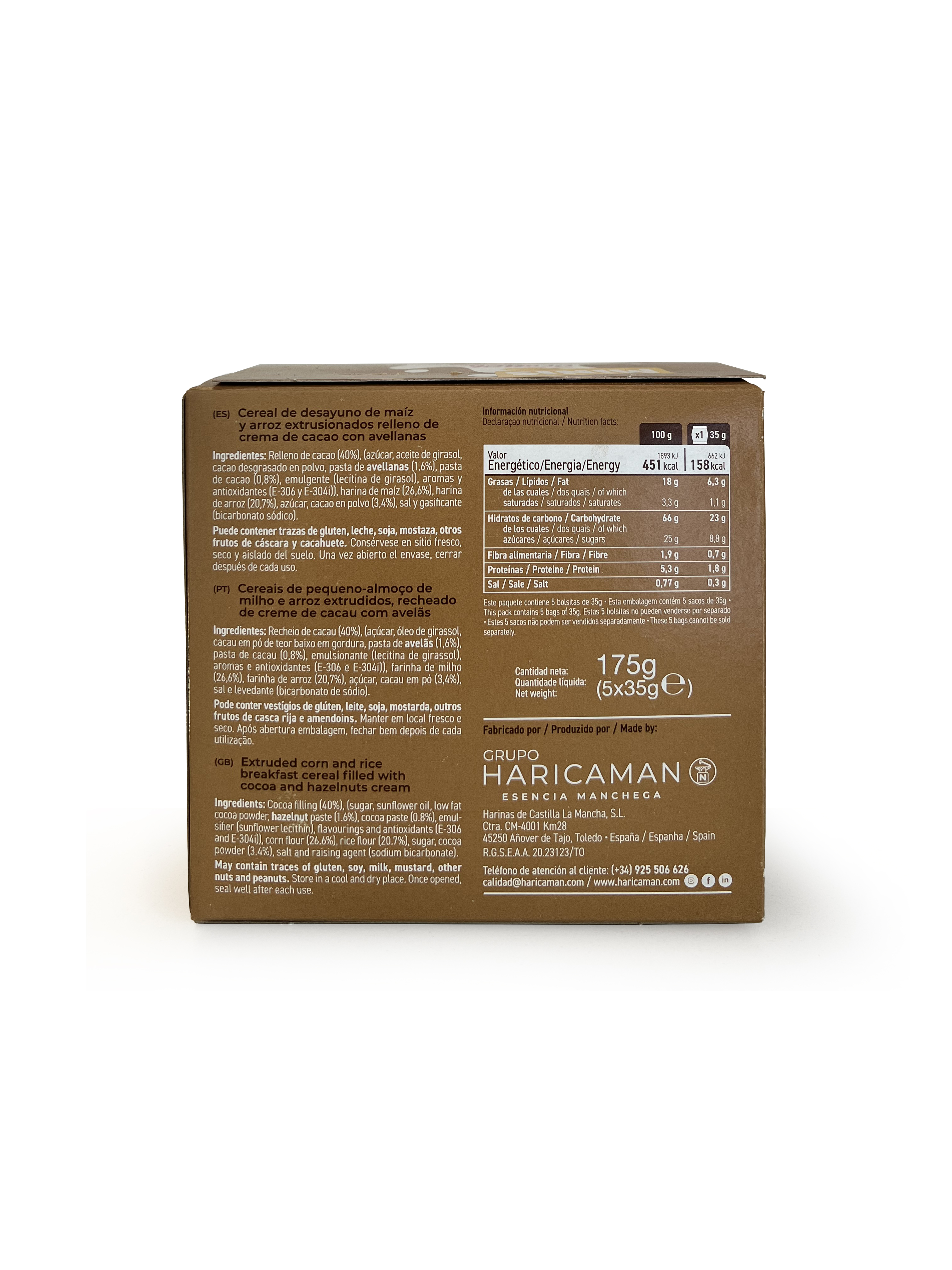 Cereales mini rellenos de cacao y avellanas Cerides 175g