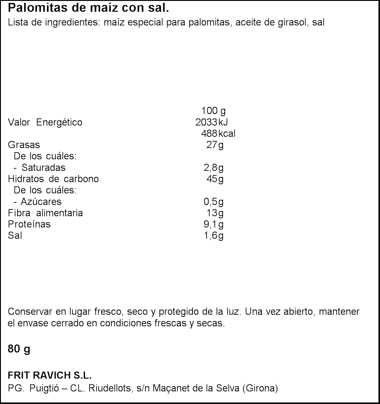 Palomitas saladas Frit Ravich 80g