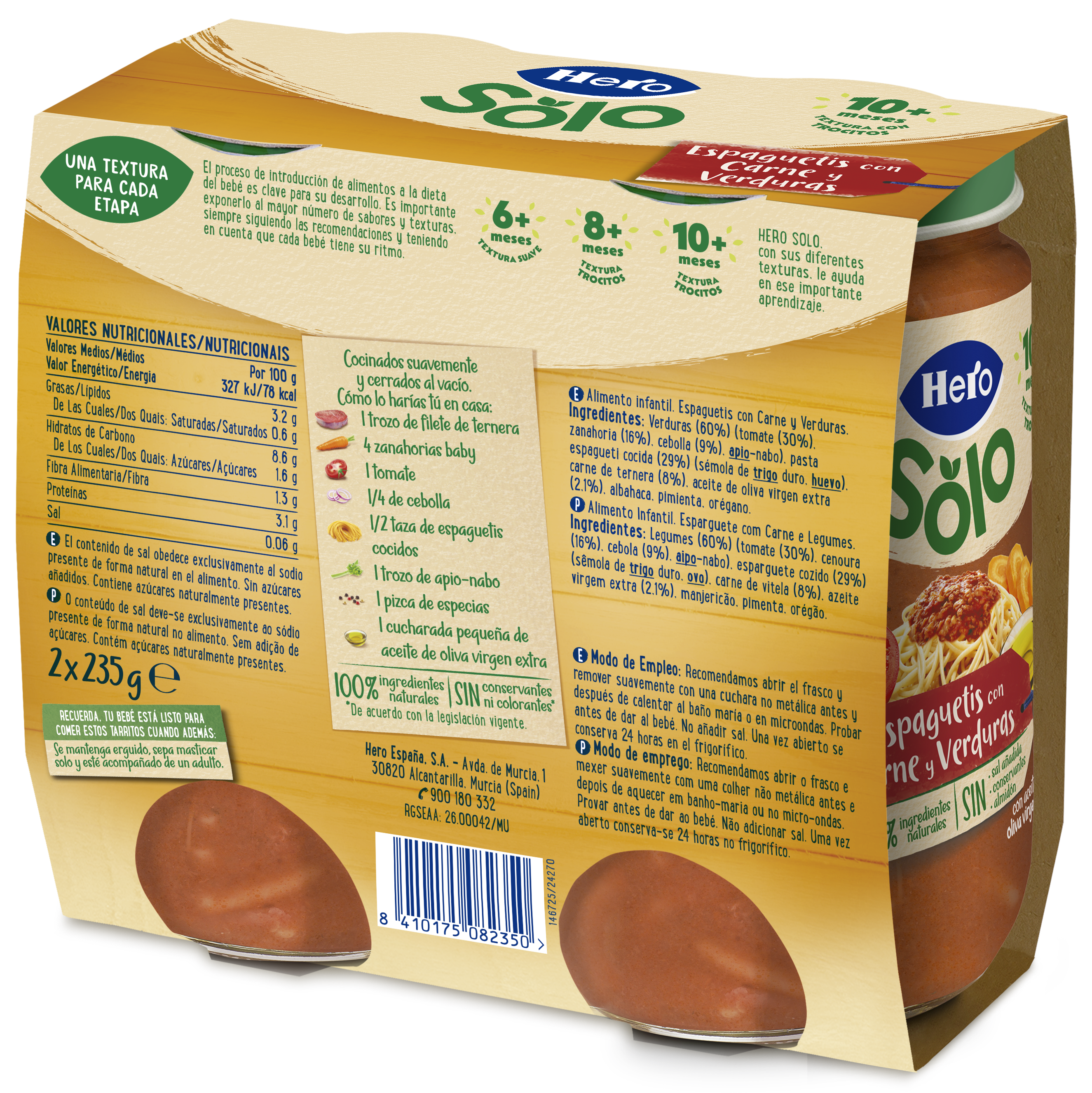 Tarro Hero Solo espaguetis 235g pack 2
