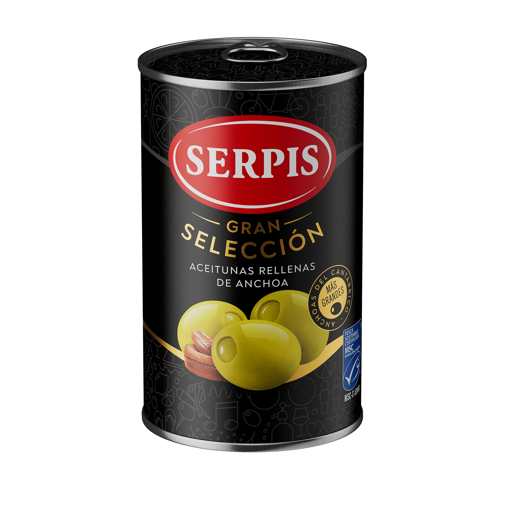 Aceituna gran selección rellena de anchoa Serpis 130g