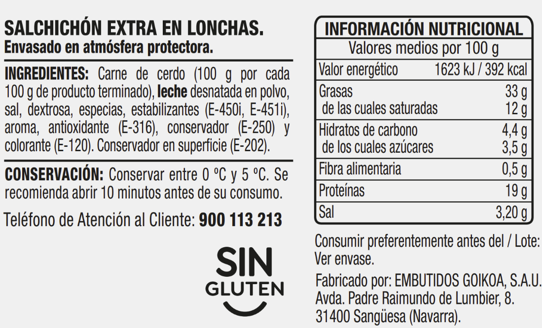 Salchichón en lonchas Alipende pack 4 de 50g