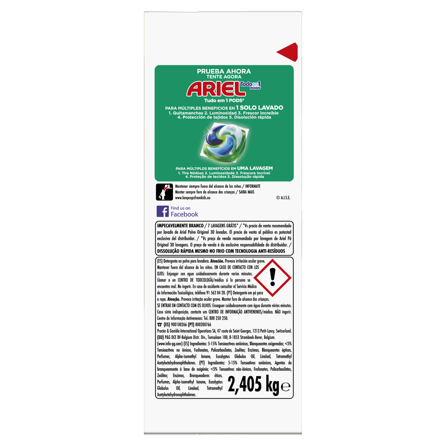 Detergente en polvo Ariel 37 lavados original