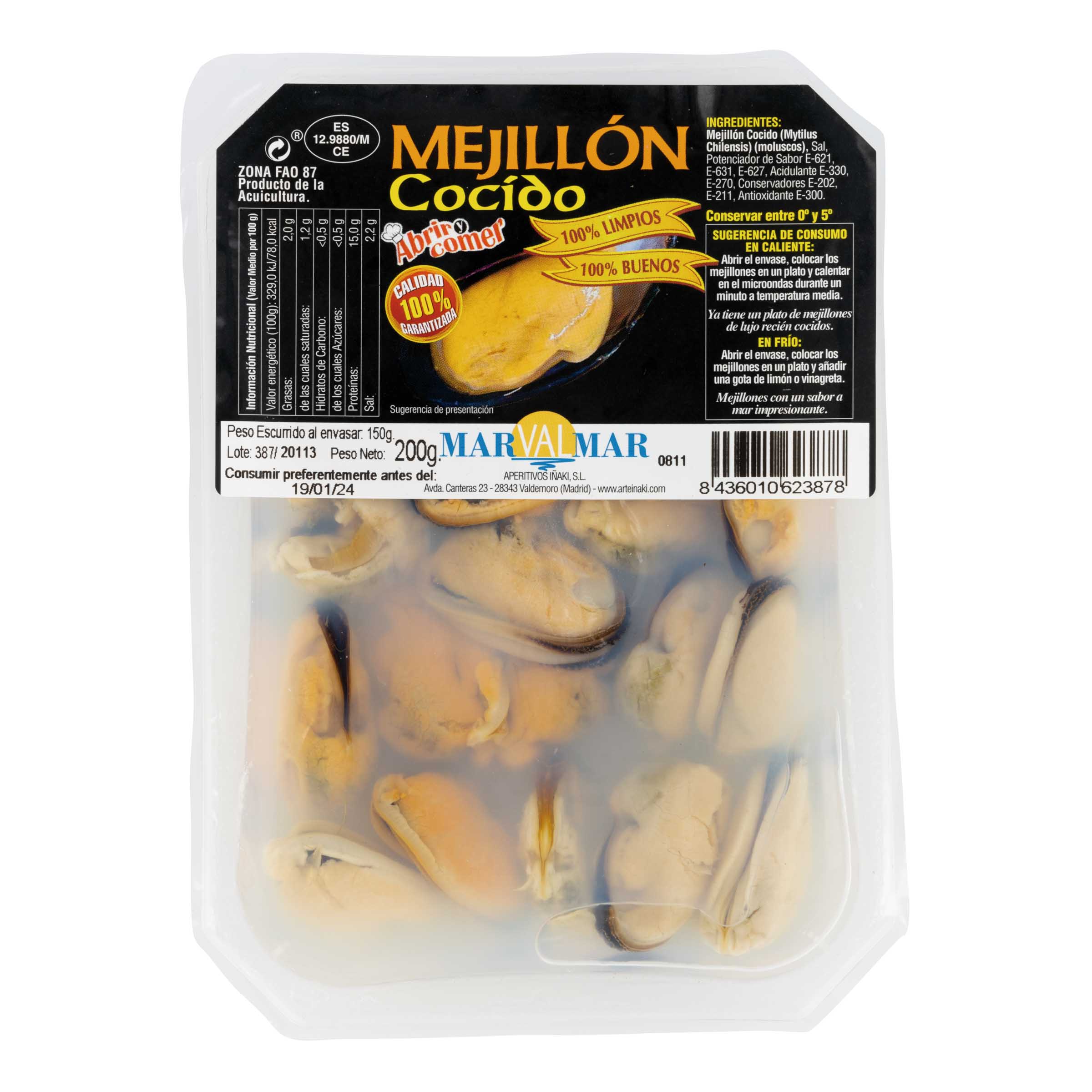 Mejillón cocido Marvalmar 150g