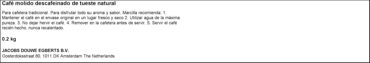 Café molido descafeinado Marcilla 200g tueste natural