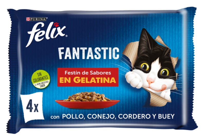 Comida húmeda para gato Félix selección de carnes en gelatina 12 sobres de 85g