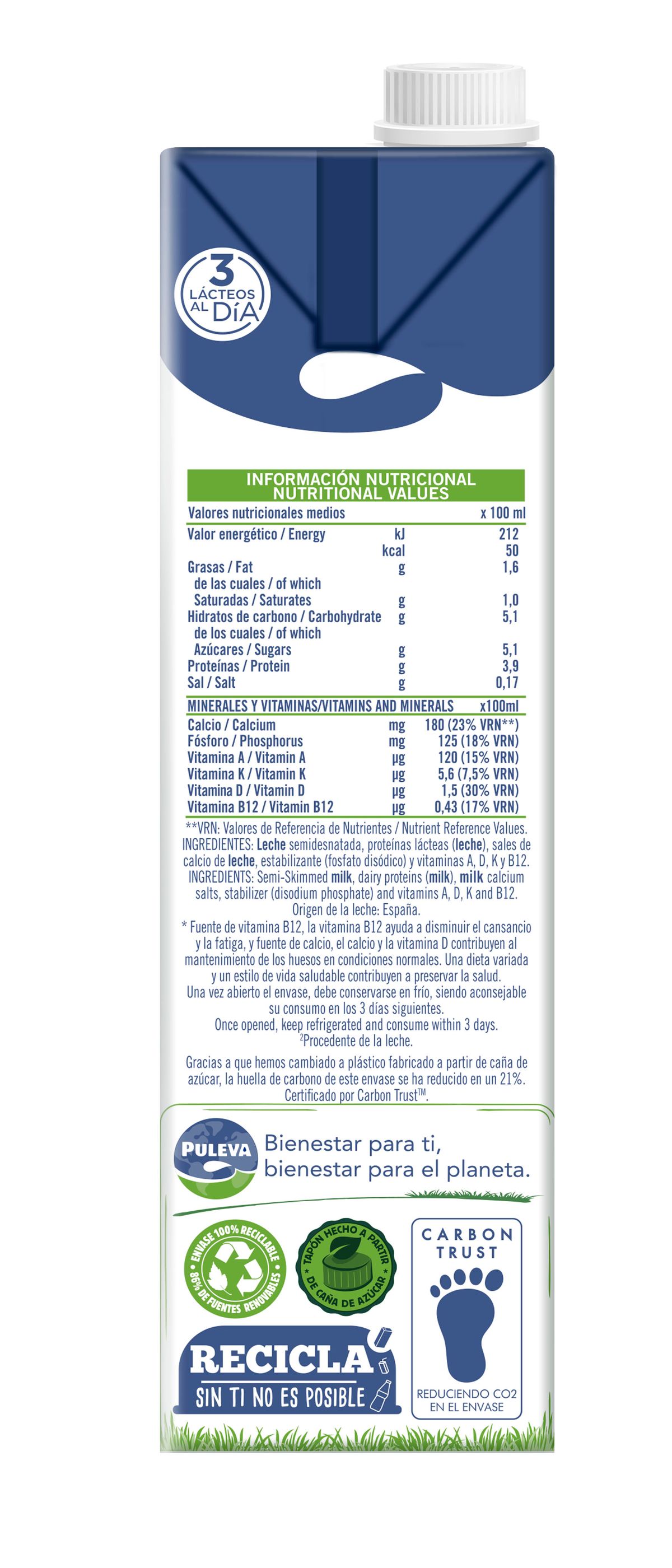 Leche Puleva calcio 1l semidesnatada