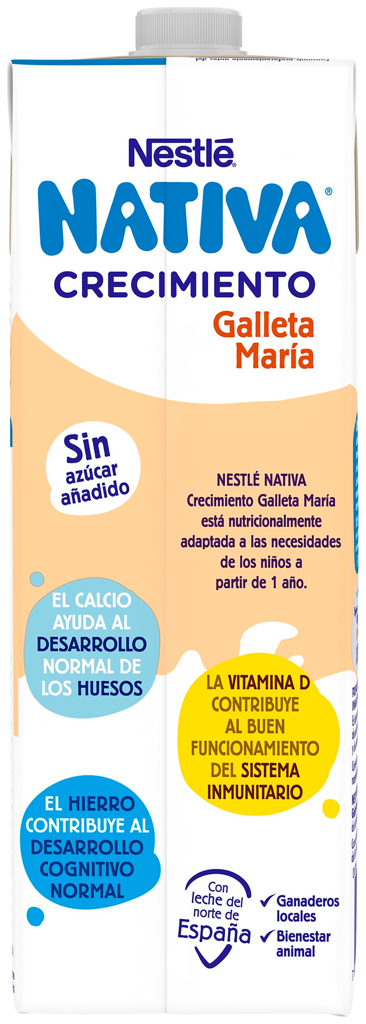 Nativa Nestlé Nativa Leche (3) de crecimiento con cereales, de 12 a 36  meses nativa de Nestlé 6 x 1 l